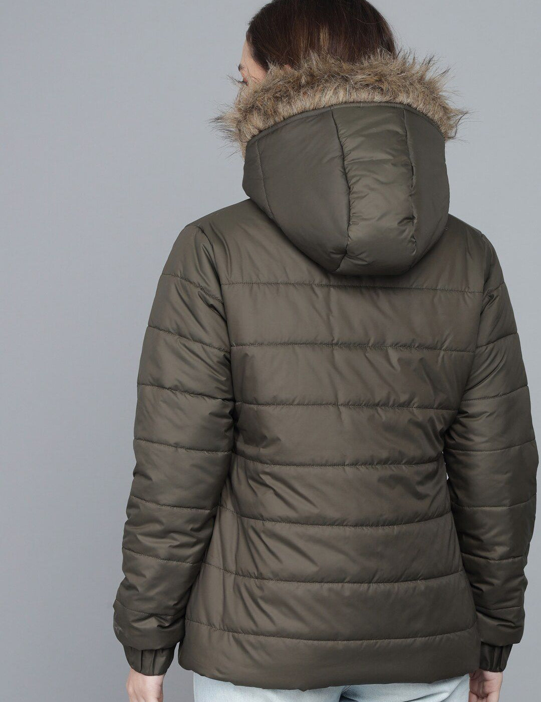 Kotty Women Olive Green Hooded Puffer Jacket