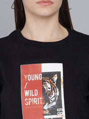 Kotty Women Black Printed Sweatshirt