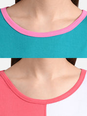 Kotty Women Multicoloured Pack Of 2 Colourblocked Round Neck T-shirt