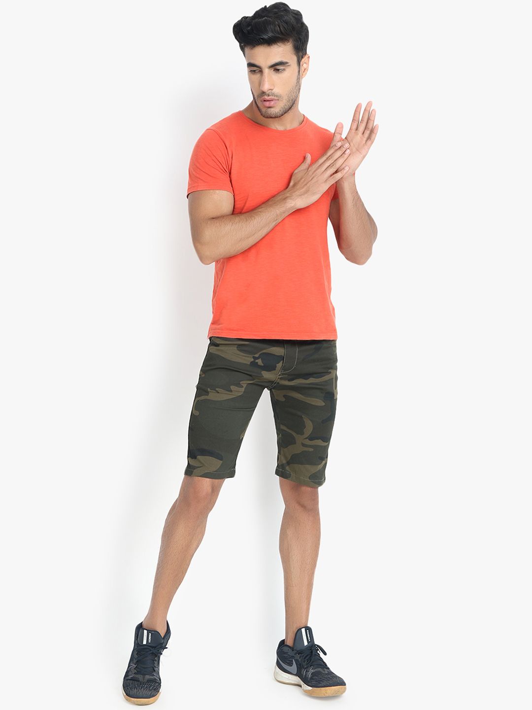 Kotty Men Green Printed Regular Fit Regular Shorts