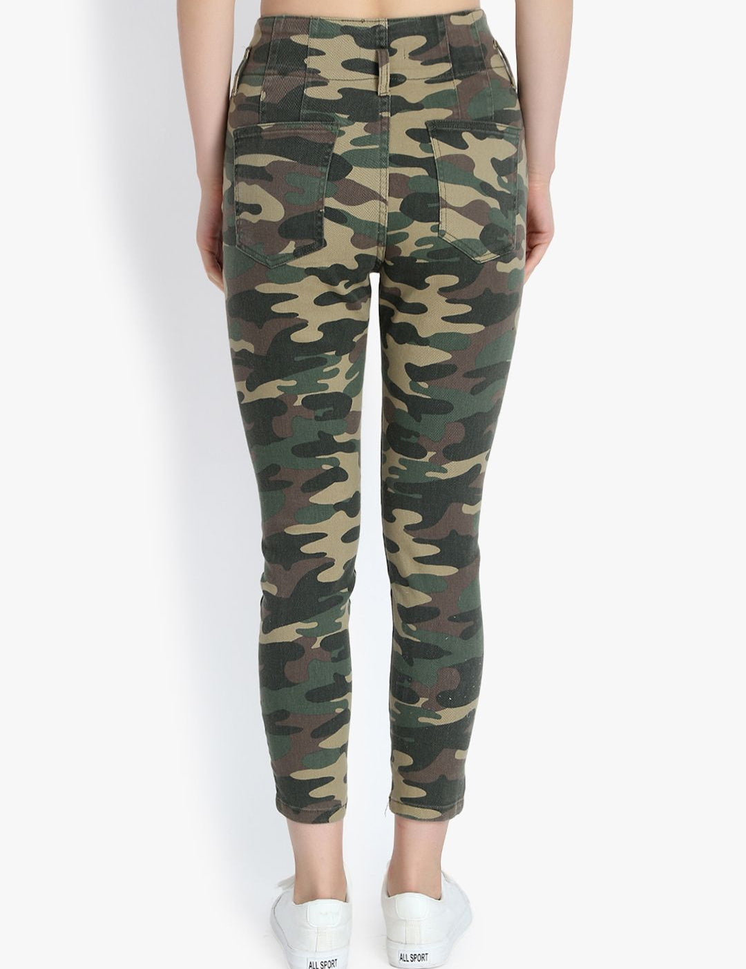 Kotty Women Green & Yellow Skinny Fit High-Rise Clean Look Jeans