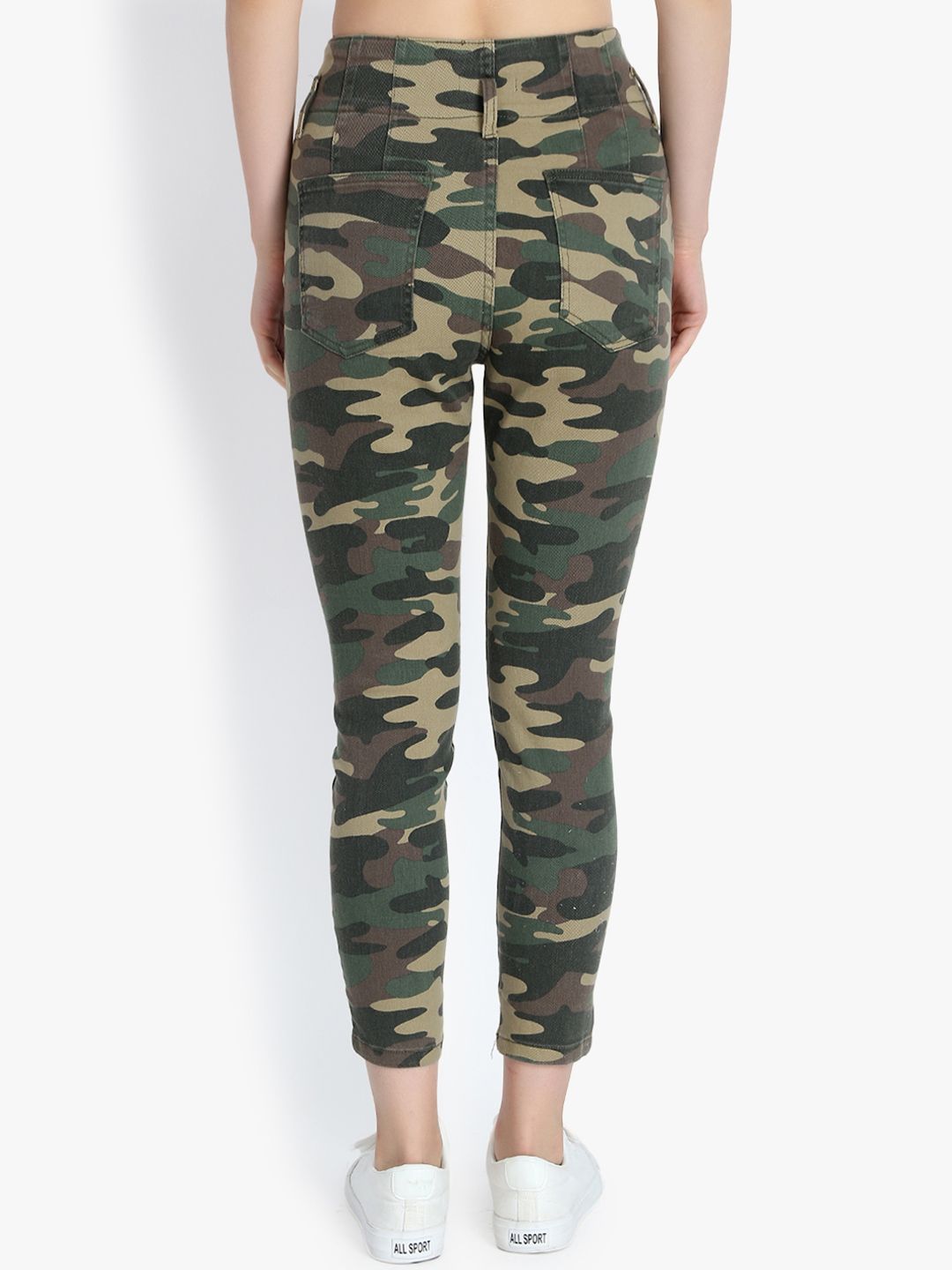 Kotty Women Green & Yellow Skinny Fit High-Rise Clean Look Jeans