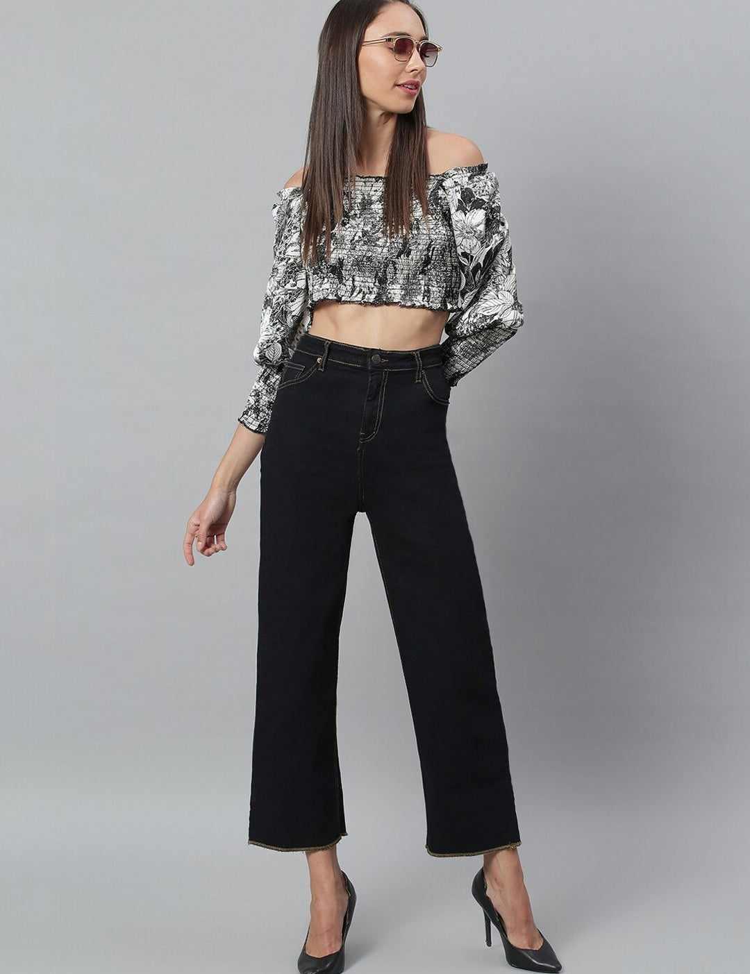 Kotty Women Black No Fade Clean Look Flared Jeans