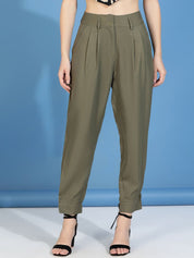 Kotty Women Relaxed High-Rise Easy Wash Pleated Peg Trousers