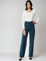 Kotty White and Teal Blue Long Sleeves T-Shirt with Trouser