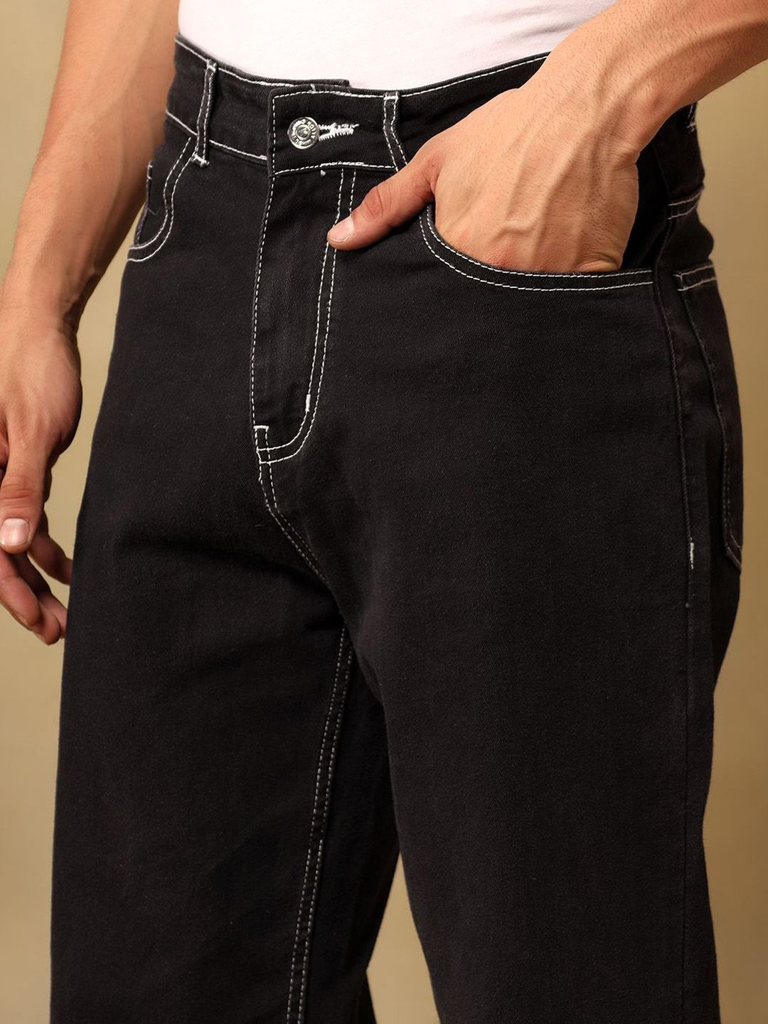 Kotty Men Solid Regular Fit Mid-Rise Stretchable Jeans