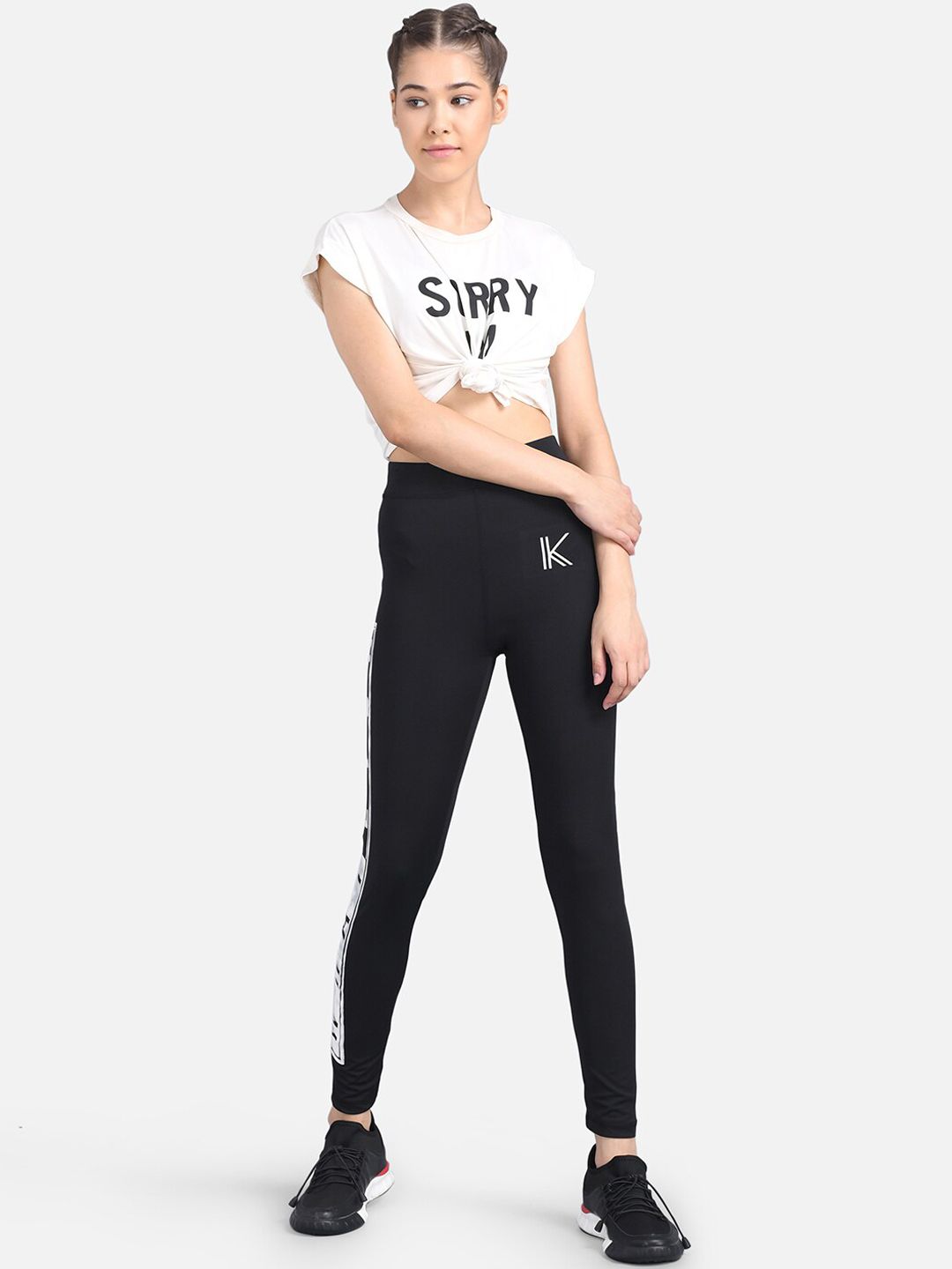 Kotty Women Black & White Printed Tights