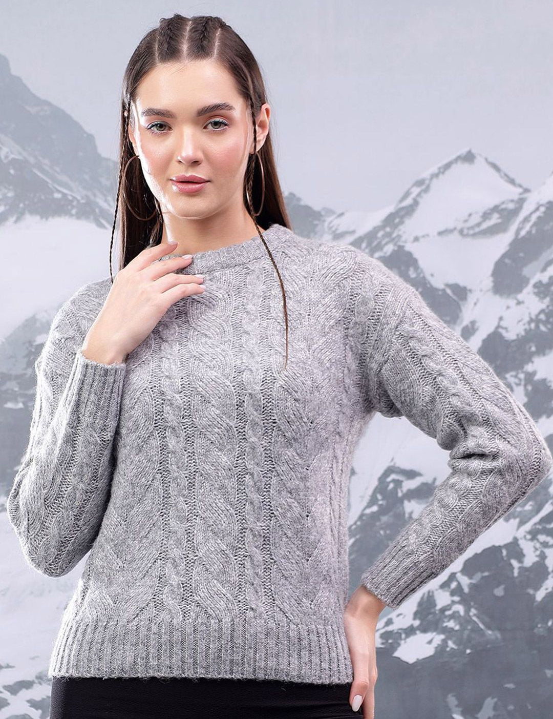 Kotty Women Cable Knit Crop Pullover