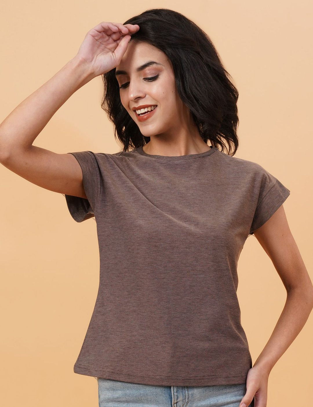 Kotty Women Solid Round Neck T-shirt