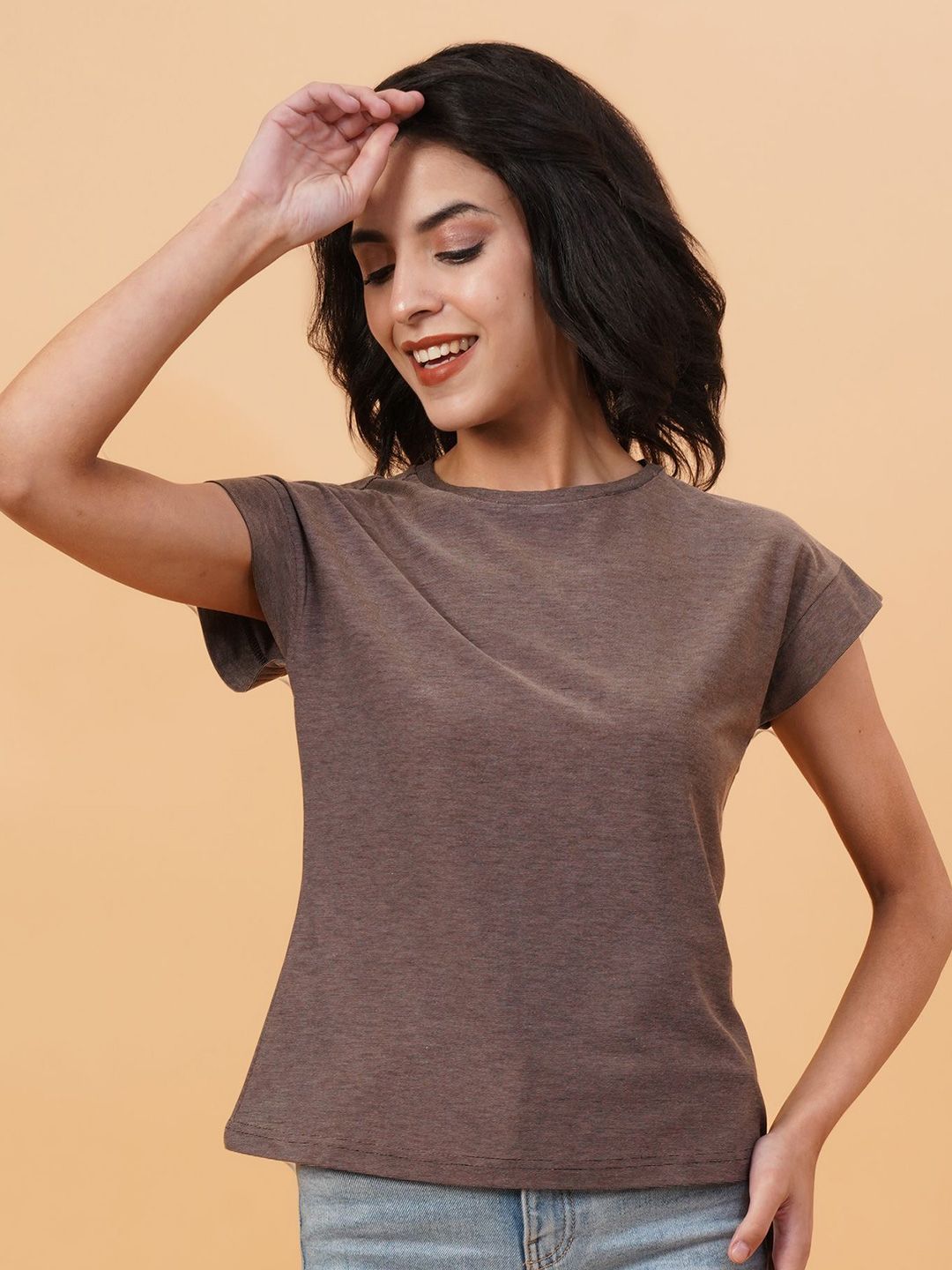 Kotty Women Solid Round Neck T-shirt