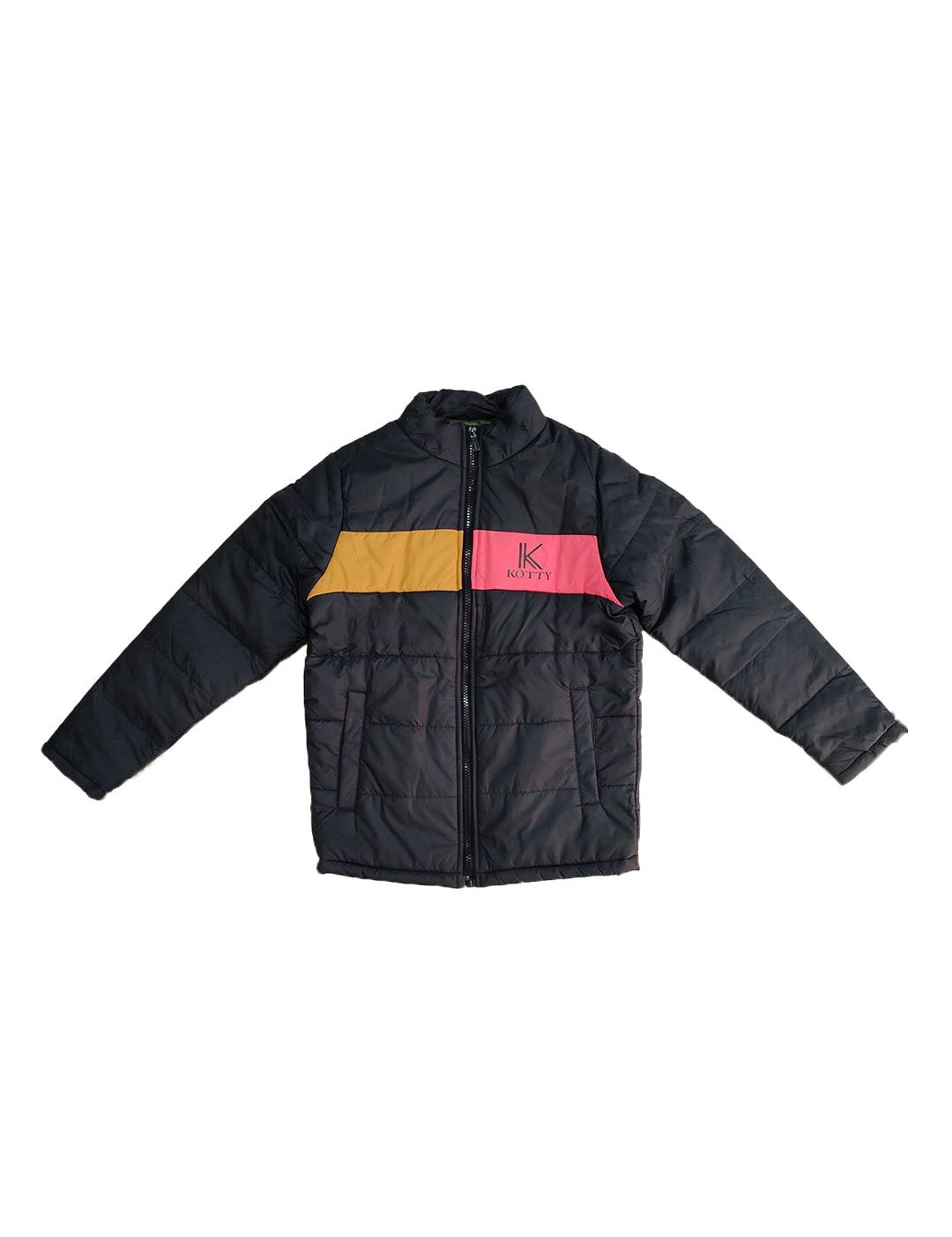 Kotty Boys Black Pink Colourblocked Puffer Jacket