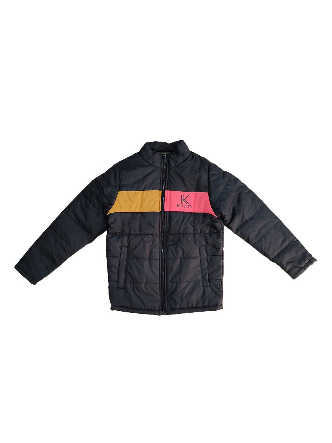 Kotty Boys Black Pink Colourblocked Puffer Jacket