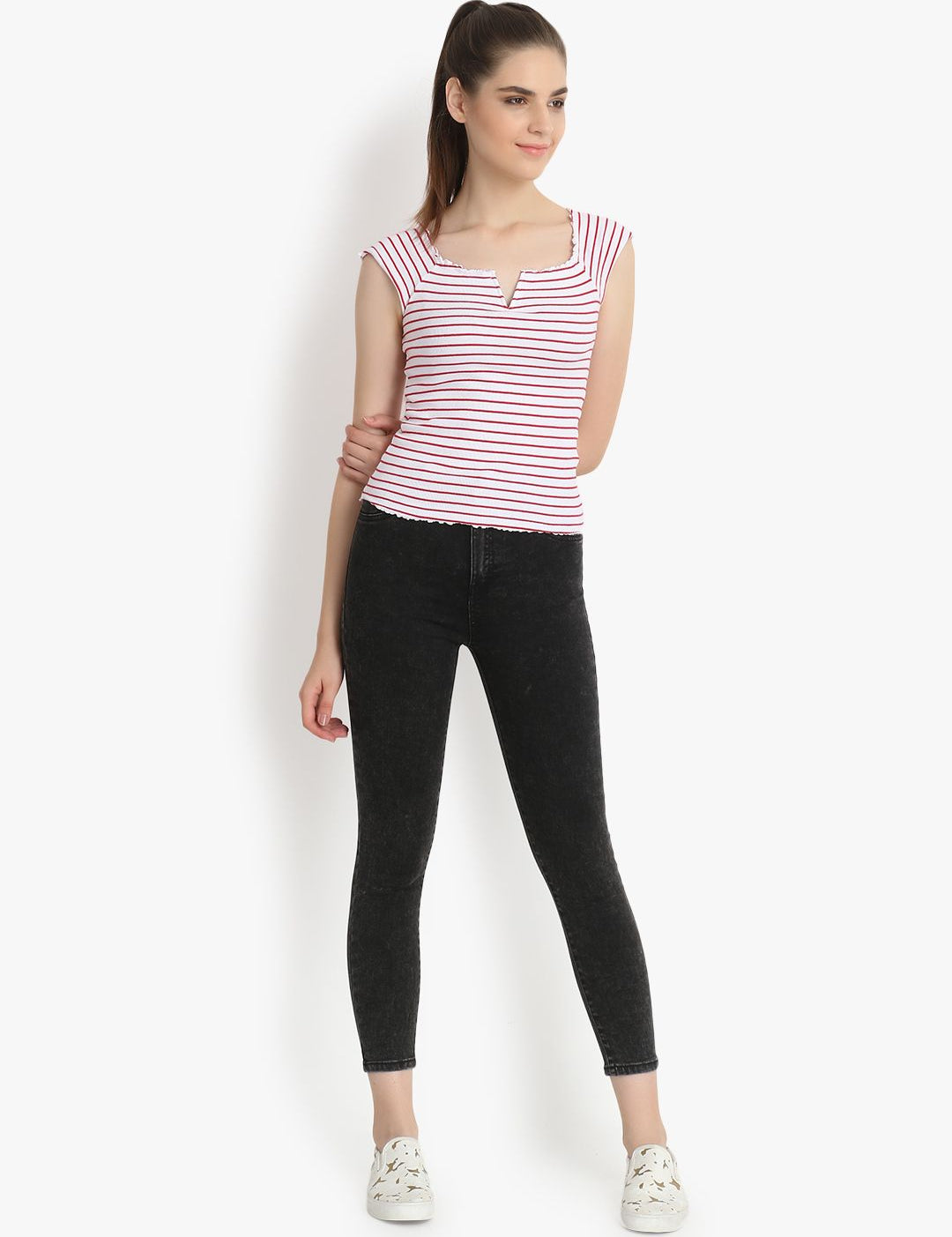 Kotty Women Grey Skinny Fit High-Rise Clean Look Jeans