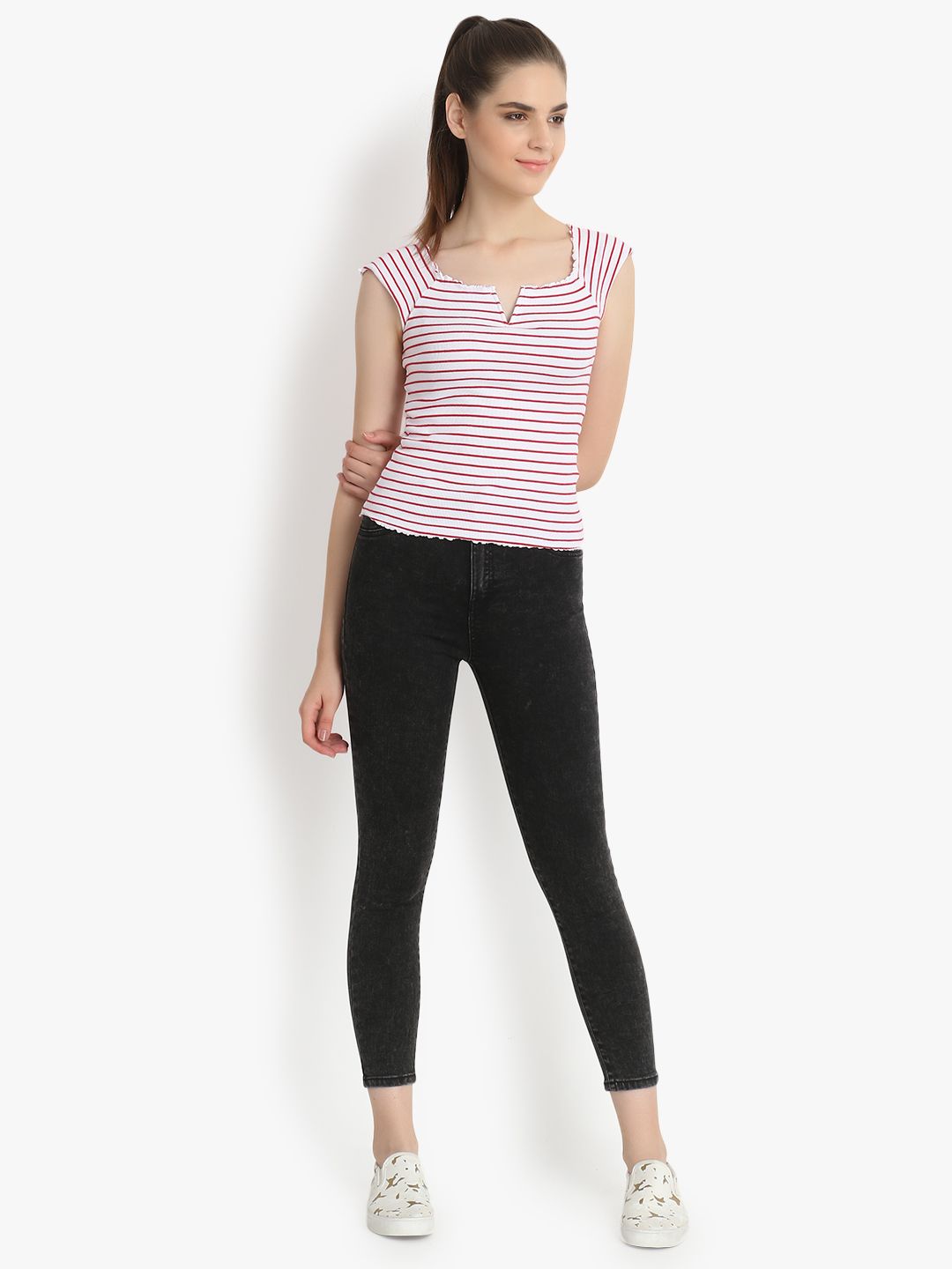 Kotty Women Grey Skinny Fit High-Rise Clean Look Jeans