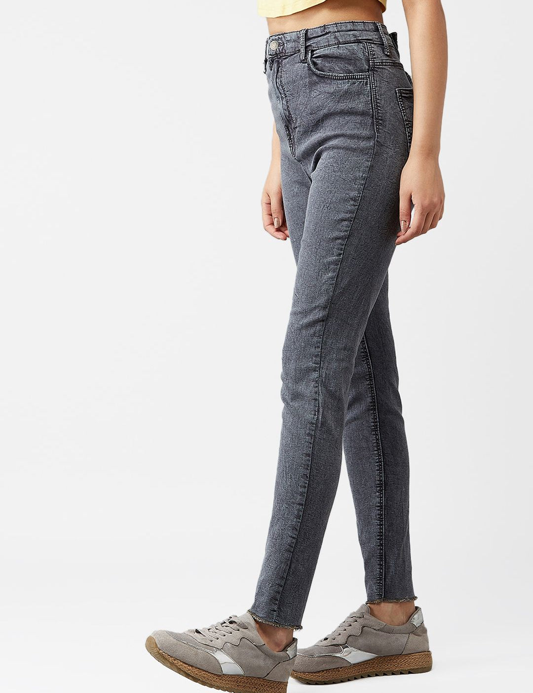 Kotty Women Grey Skinny Fit High-Rise Mildly Distressed Jeans