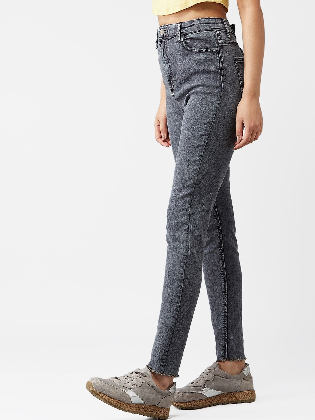 Kotty Women Grey Skinny Fit High-Rise Mildly Distressed Jeans