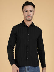 Kotty Men Relaxed Spread Collar Textured Casual Shirt