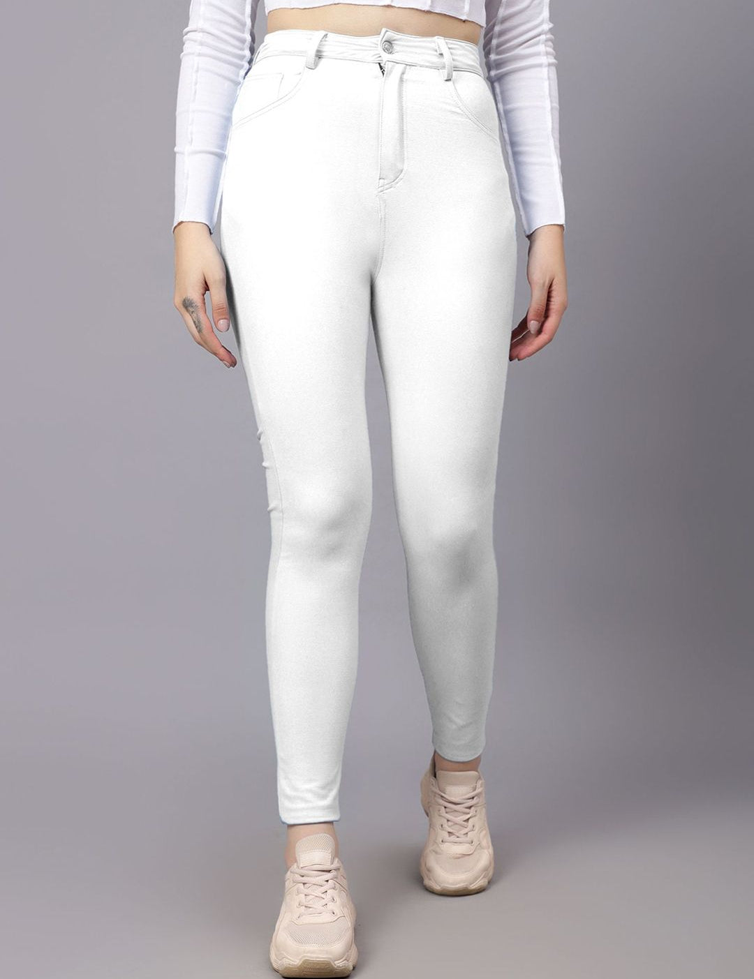 KOTTY Basics Women Skinny Fit High-Rise Slash Jeans