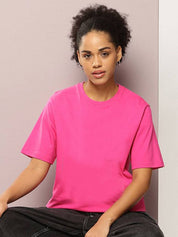 Kotty Round Neck Drop-Shoulder Sleeves Oversized T-shirt