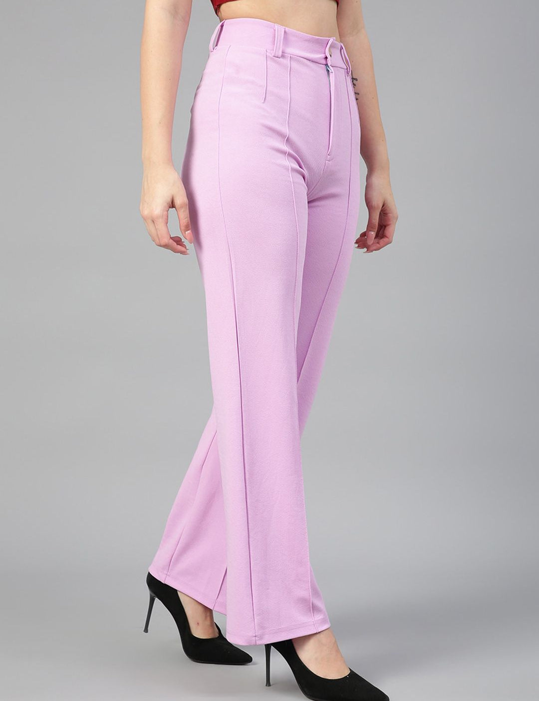 Kotty Women Pack Of 2 Relaxed Straight Leg Fit High-Rise Easy Wash Trousers