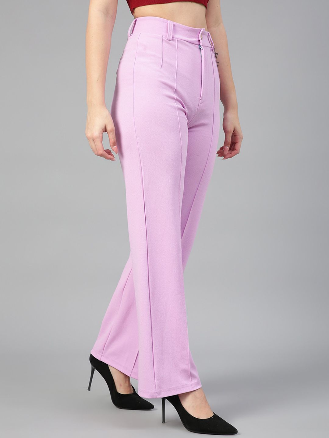 Kotty Women Pack Of 2 Relaxed Straight Leg Fit High-Rise Easy Wash Trousers