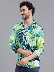 Kotty Men Spread Collar Tropical Printed Casual Shirt