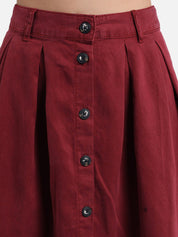 Kotty Women Maroon Solid Denim A-Line Mini Skirt