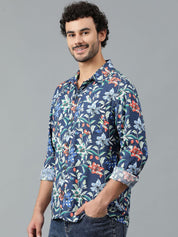 Kotty Men Spread Collar Floral Printed Casual Shirt