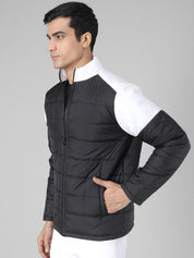 Kotty Men Black & White Colourblocked Padded Jacket
