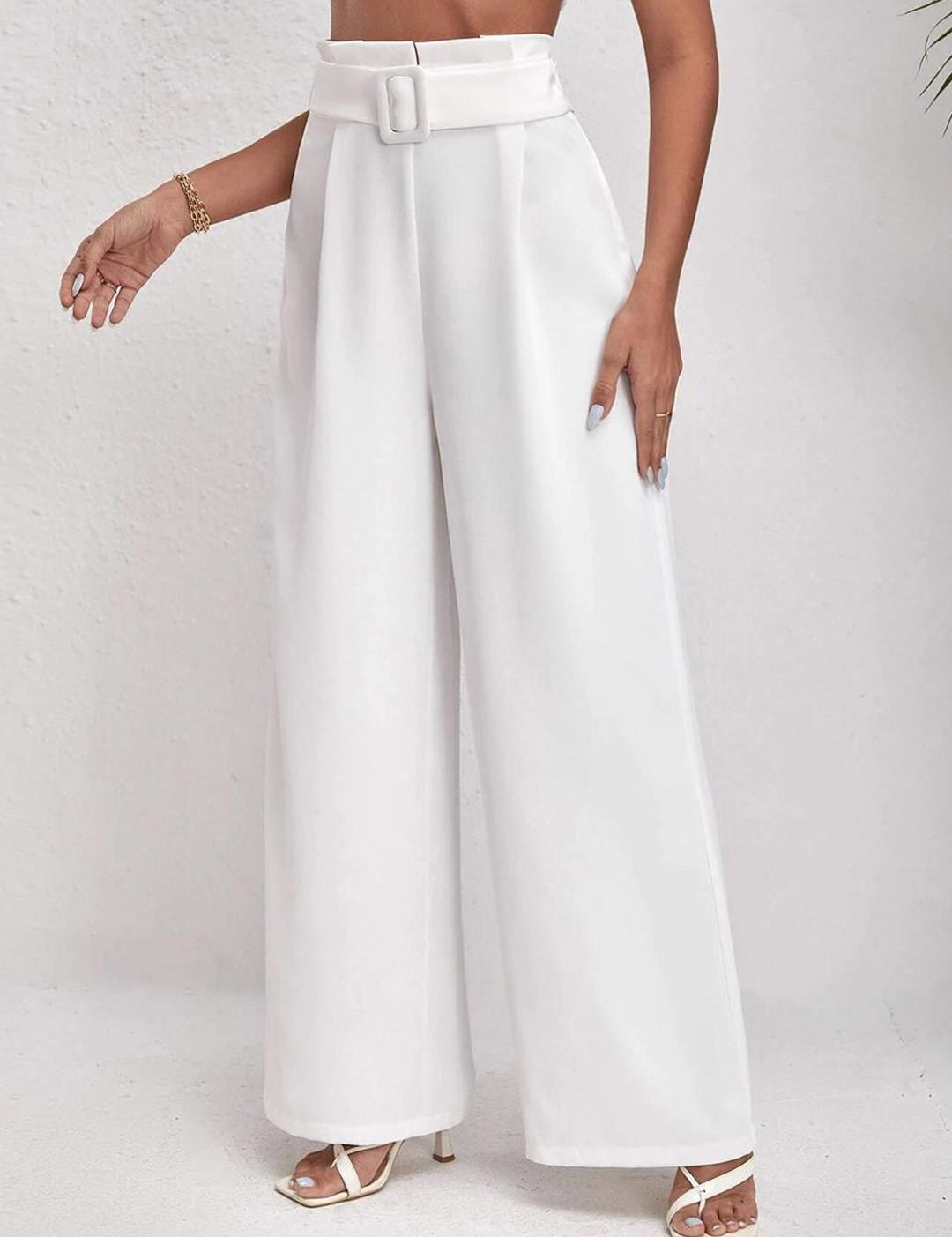 KOTTY BIZwear Women White Relaxed Straight Leg Straight Fit High-Rise Parallel Trousers