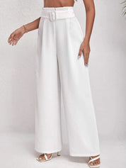 KOTTY BIZwear Women White Relaxed Straight Leg Straight Fit High-Rise Parallel Trousers
