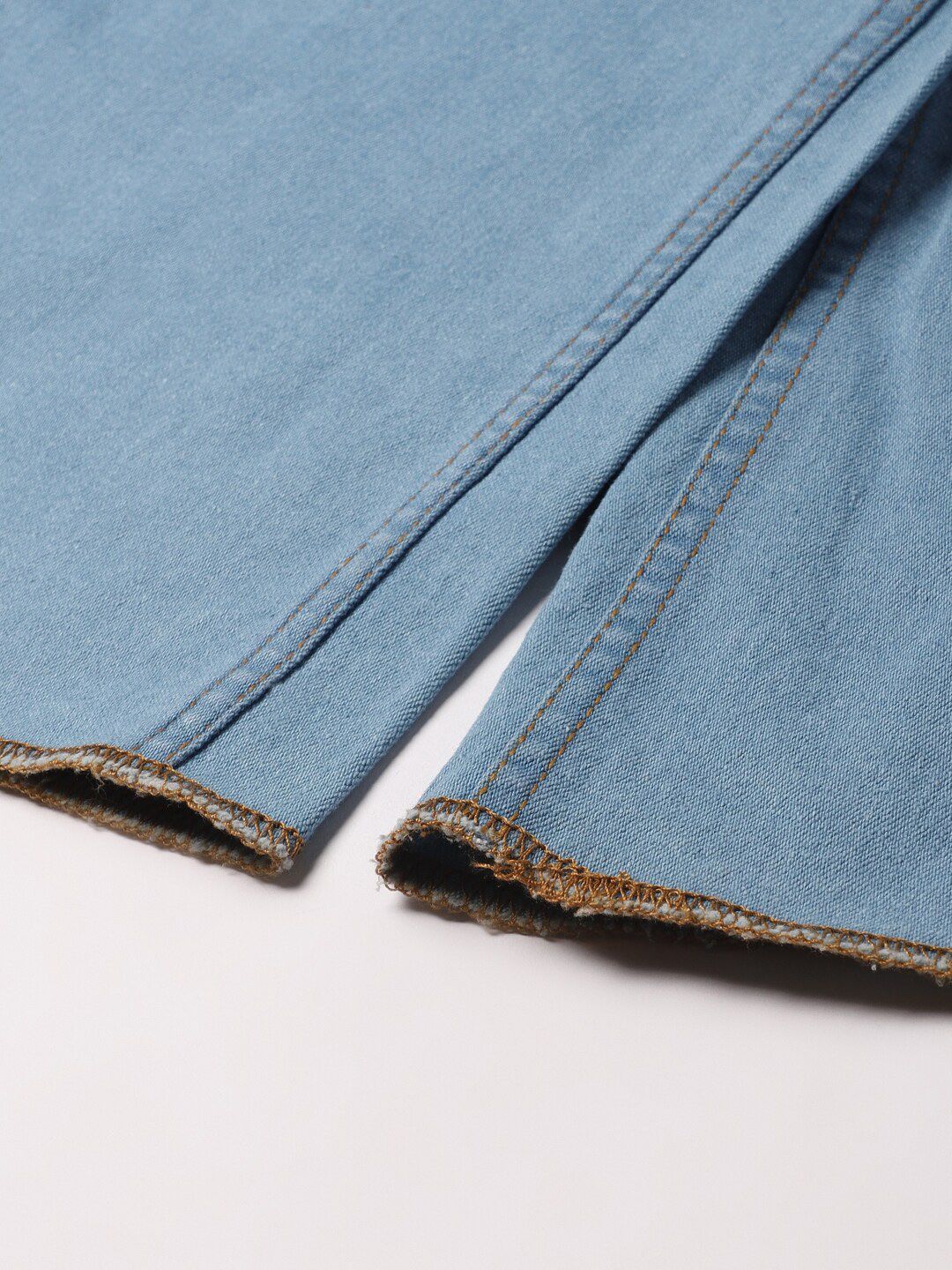 Kotty Women Blue Solid Cotton High-Rise Crop Flared Jeans