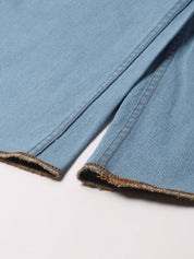 Kotty Women Blue Solid Cotton High-Rise Crop Flared Jeans