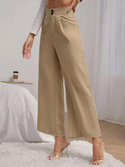 Kotty Women Beige Relaxed Straight Fit High-Rise Easy Wash Pleated Trousers