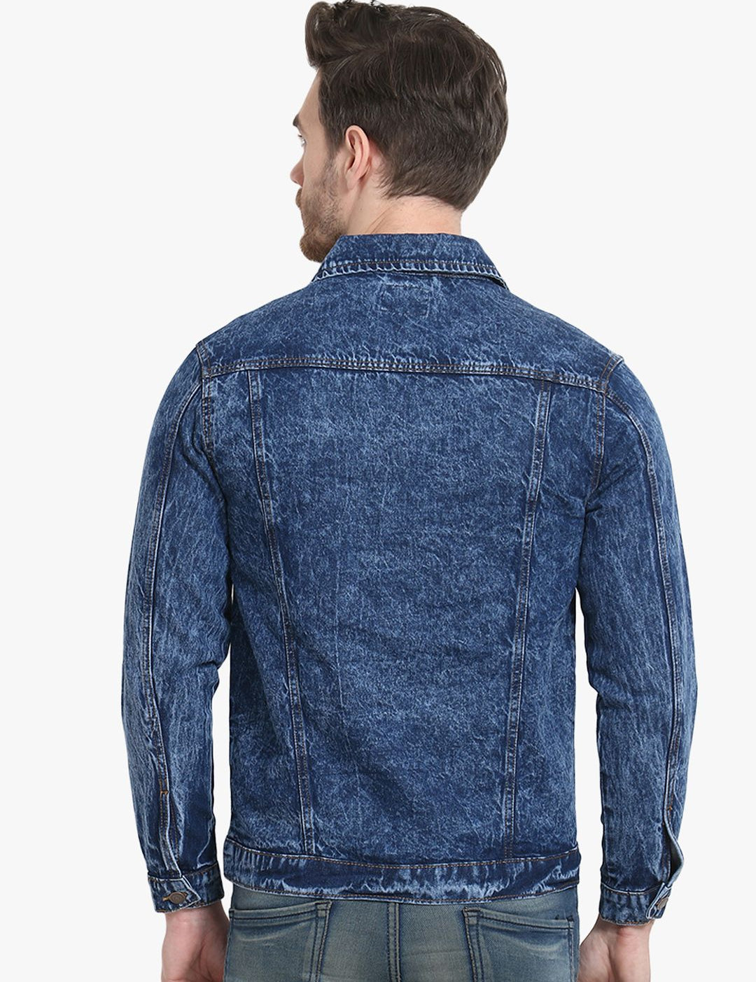 Kotty Men Blue Solid Denim Jacket