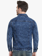 Kotty Men Blue Solid Denim Jacket