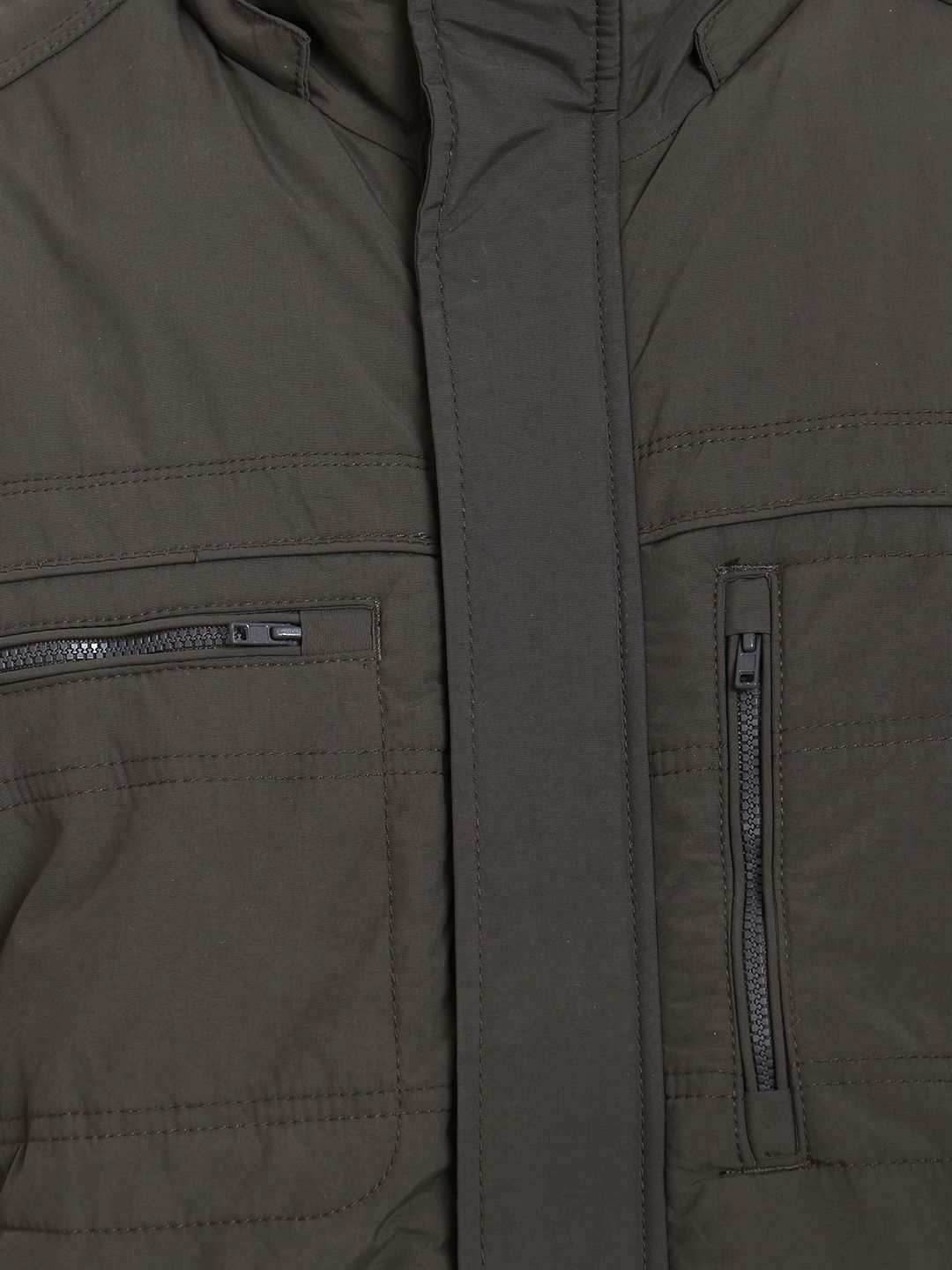 Kotty Men Olive Green Solid Padded Sleeveless Jacket