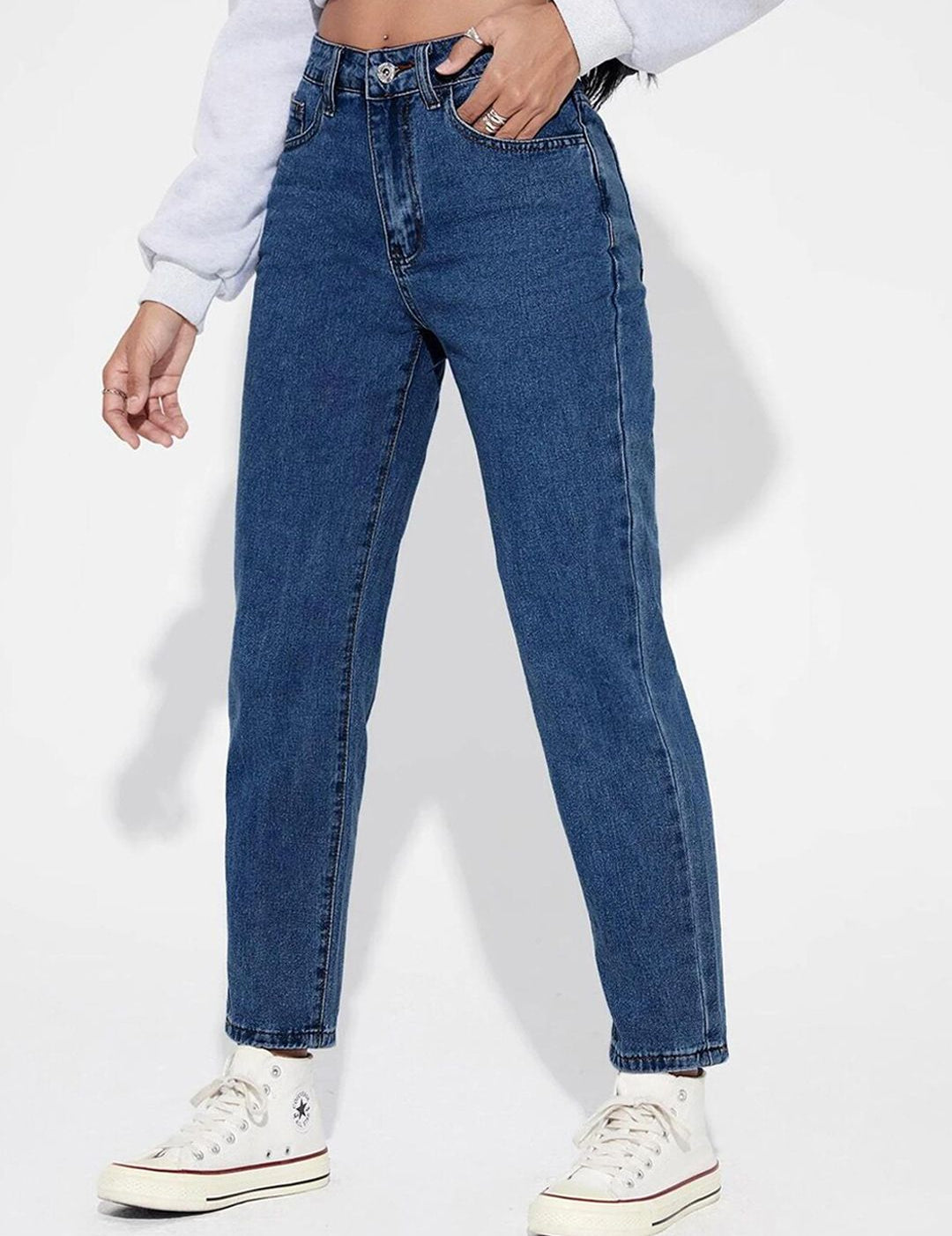 Kotty Women Blue Jean High-Rise Slash Knee Stretchable Jeans