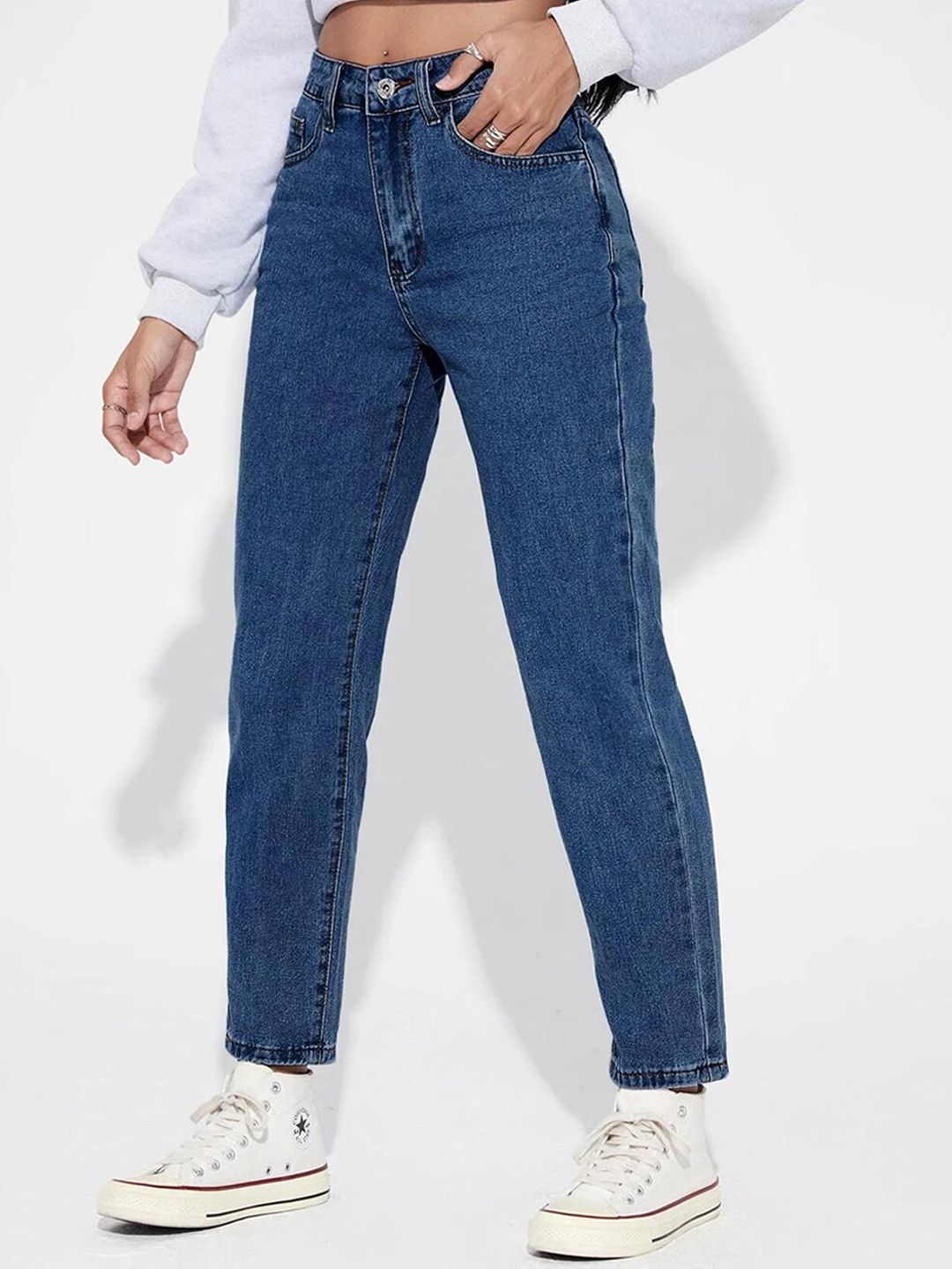 Kotty Women Blue Jean High-Rise Slash Knee Stretchable Jeans