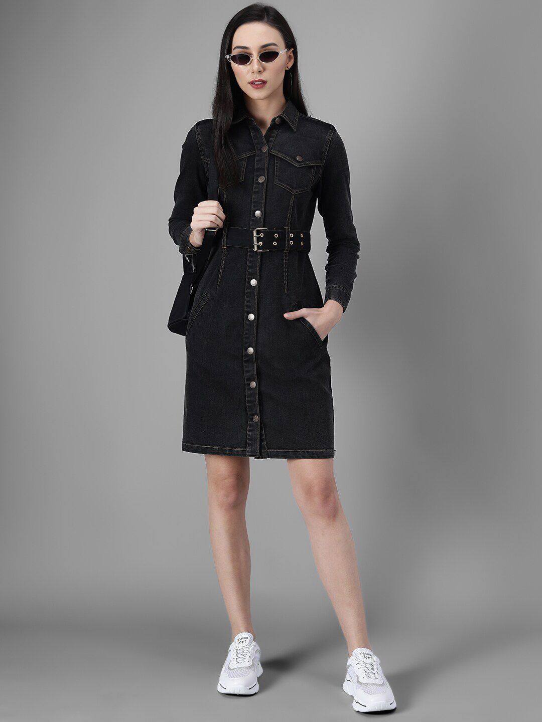 Kotty Women Black Solid Pinafore Dress