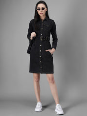 Kotty Women Black Solid Pinafore Dress