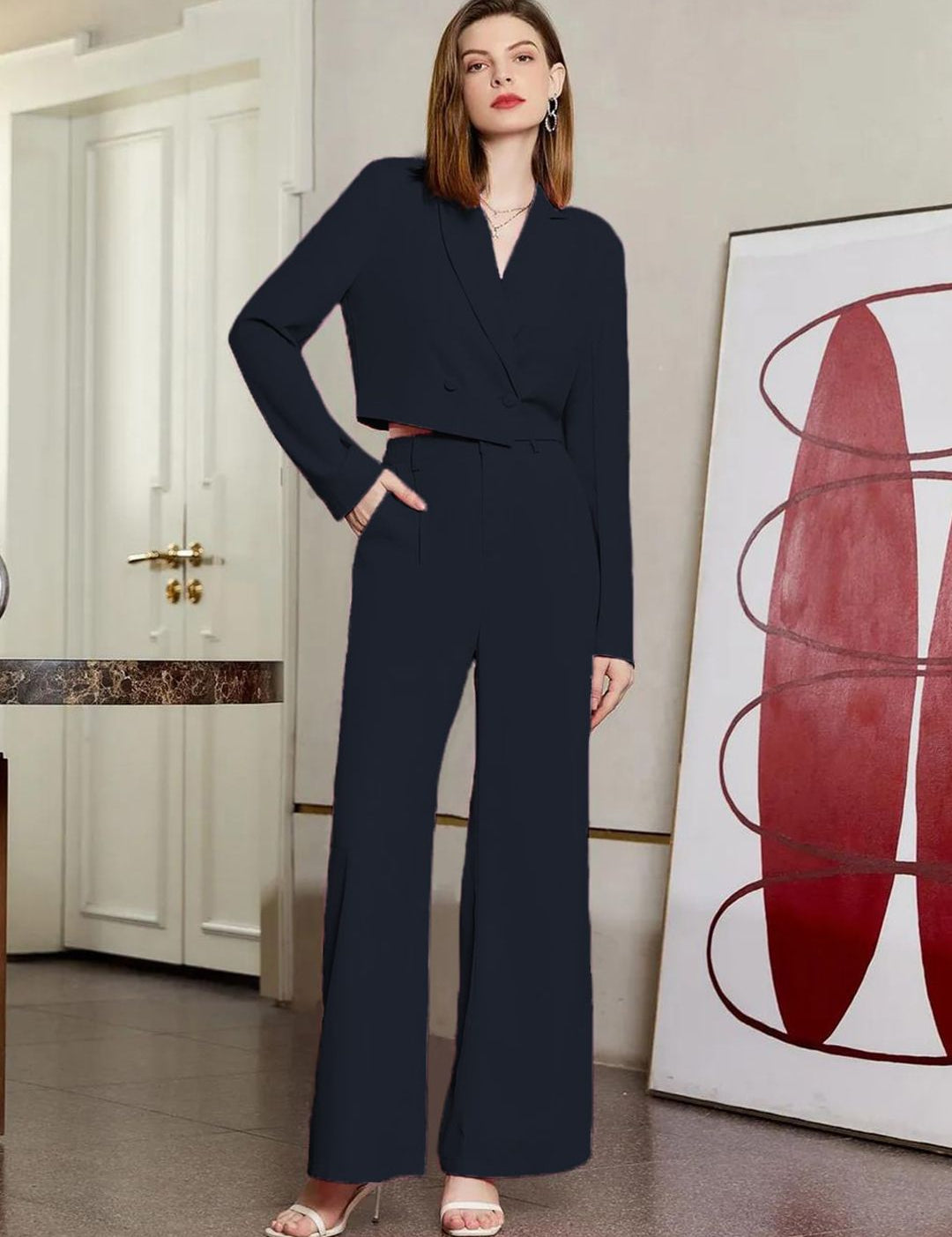 KOTTY BIZwear Crop Blazer With Trouser Co-Ords