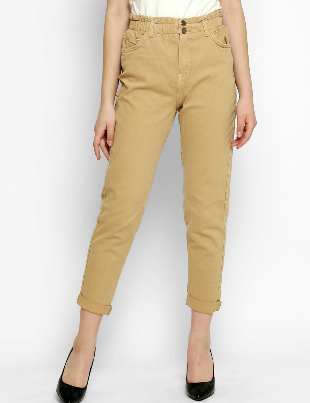 Kotty Women Beige Slim Fit High-Rise Clean Look Jeans