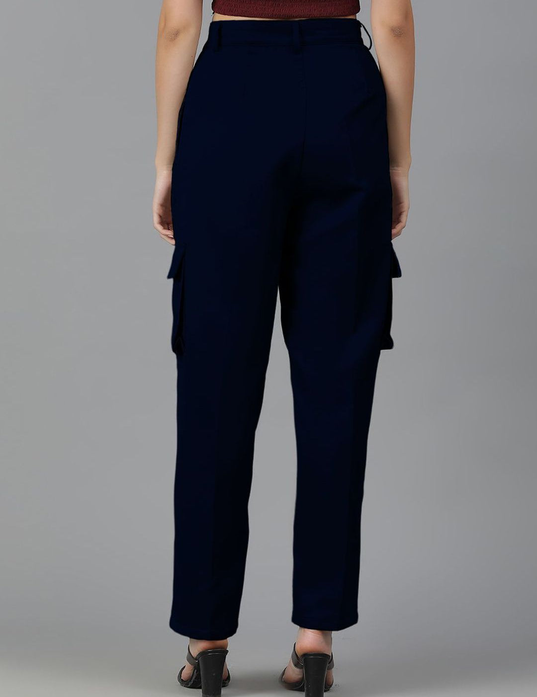 Kotty Women Straight Fit High-Rise Easy Wash Cargos Trousers