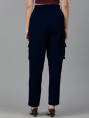 Kotty Women Straight Fit High-Rise Easy Wash Cargos Trousers