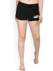 Kotty Women Black Solid Lounge Shorts KTTSLEEPSHORTS242