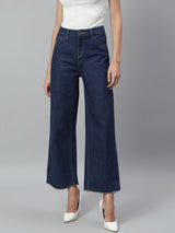 Kotty Women Navy Blue Flared High-Rise Stretchable Jeans