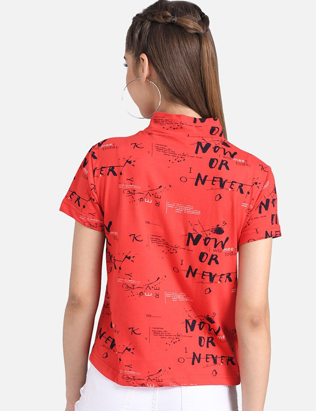 Kotty Women Red Printed Pure Cotton Top