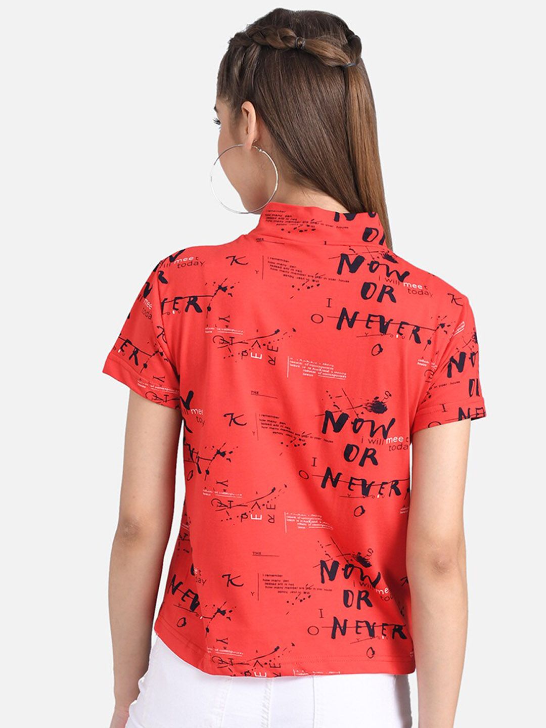 Kotty Women Red Printed Pure Cotton Top