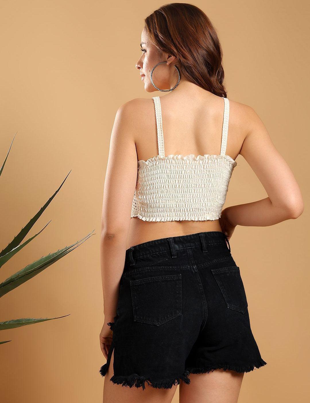 Kotty Ribbed Embroidered Corset Crop Top